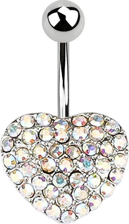 Actual product image Star Piercing Banana silver with ball crystal heart multicolour (Brass, Surgical steel 316L)