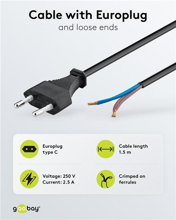Actual product image Goobay Euro cable for assembly (1.50 m)