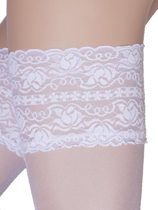 Image du produit Levee Satin Sheers Bas jarretières, couleur 100 blanc, taille 44-46 (20 DEN, 44 - 46)
