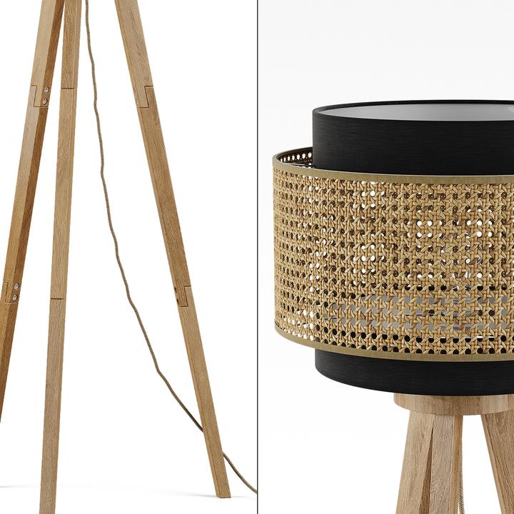 Produktbild Vicco Stehlampe Morten, Rattan/Schwarz, 45 x 142 cm (E27)