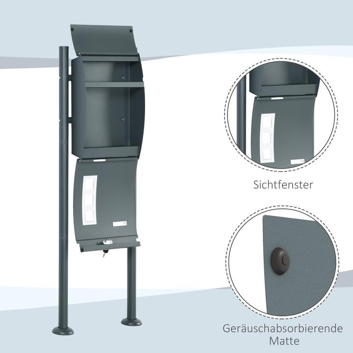 Produktbild Homcom Briefkasten Freistehend oder Wandmontage geeignet mit Sichtfenster
