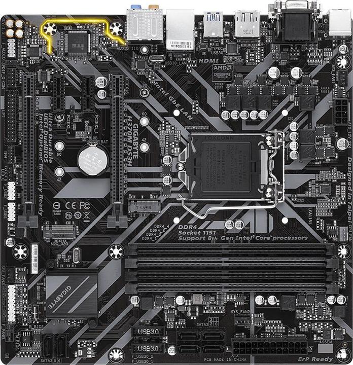 Actual product image Gigabyte H370M DS3H S1151V2 H370 MATX (LGA 1151, Intel H370, ATX)