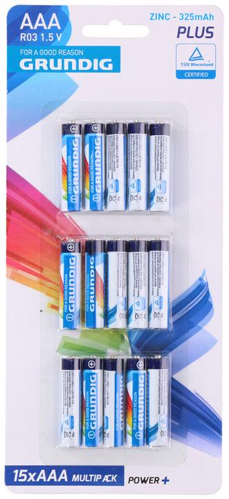 Image du produit Grundig Piles R03 AAA Zinc 15 pièces (15 pcs, AAA, 325 mAh)