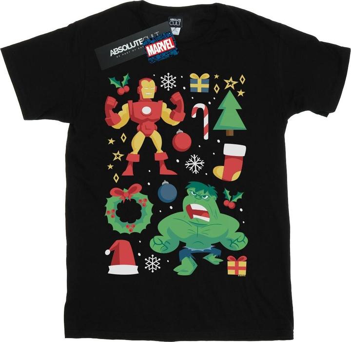 Actual product image Mens Iron Man And Hulk Christmas Day T-Shirt (XL)