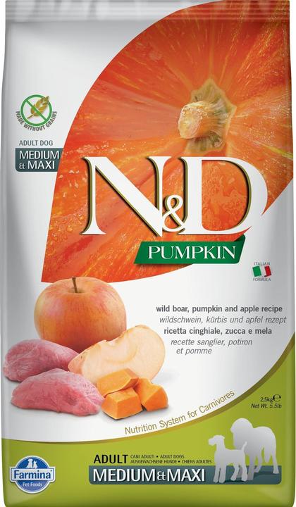 Immagine prodotto Farmina Cibo secco Pumpkin Adult Maxi Wild Boar & Apple, 2,5 kg (Adulto, 4 pz., 2500 g)