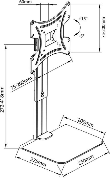 Produktbild Maclean Uchwyt na ścianę do TV z półką, max. 20kg, max. VESA 200x200, dla TV 15-42", MC-451 (Wand, 42", 20 kg)