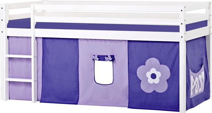 Actual product image Hoppekids BUNDLE BASIC half loft bed (not divisible) 90x200cm with Purple Flower curtain and foam ma (90x200)