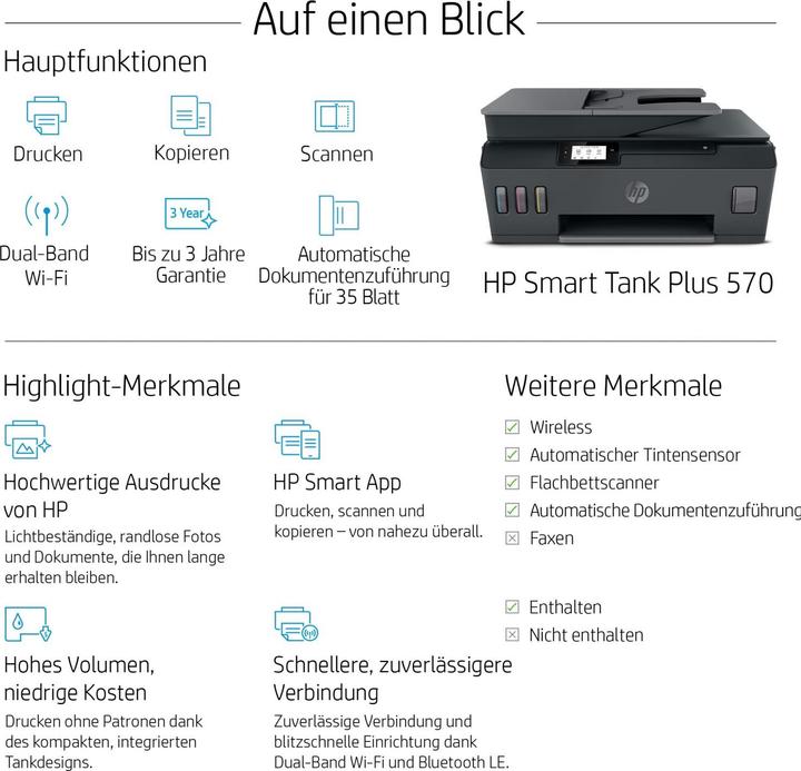 Produktbild HP Smart Tank Plus 570 (Tintentank, Farbe)