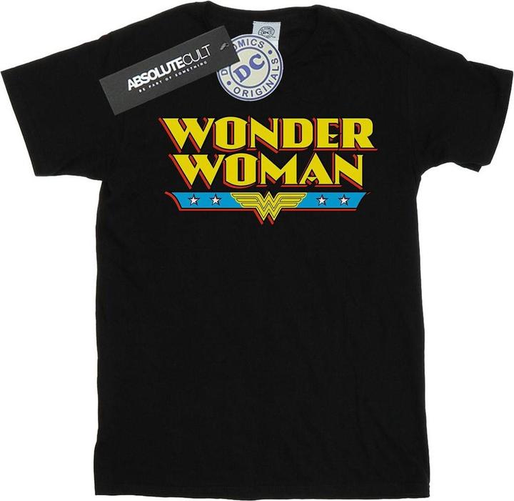 Actual product image Womens/Ladies Wonder Woman Text Logo Cotton Boyfriend T-Shirt (S)