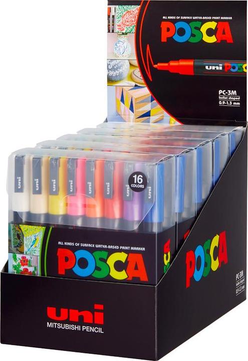 Actual product image Posca Marker PC-3M round tip (Multicolor, 1.30 mm, 16 x)