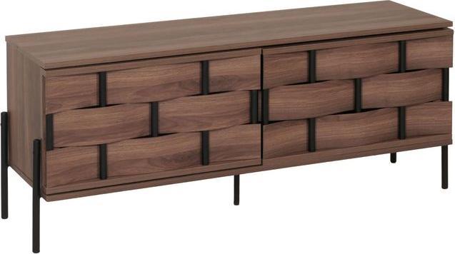 Produktbild Mendler TV-Rack HWC-M44, Staufächer, 3D-Flecht-Design Push-to-open Türen 120cm, braun (120 x 35 x 51 cm)