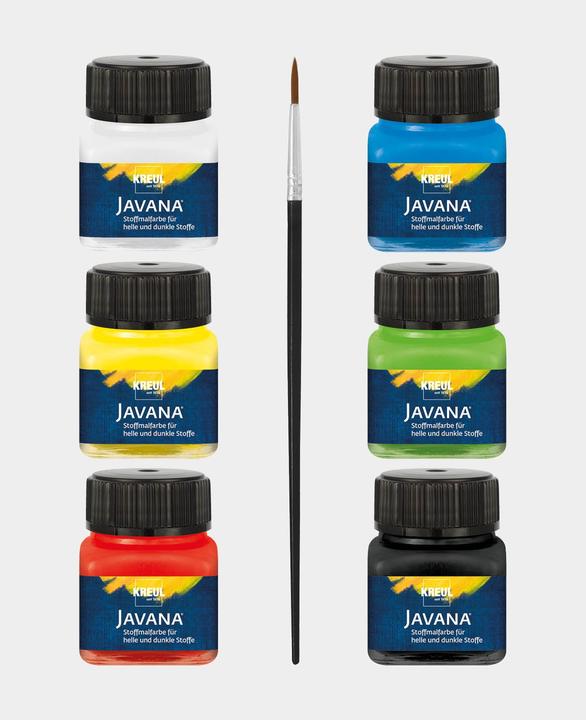 Image du produit Kreul Peintures pour tissus (Blanc, Jaune, Vert, Bleu, Noir, Rouge, 120 ml)