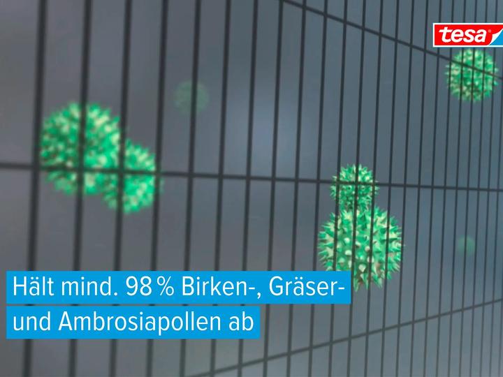 Actual product image tesa Pollen protection grille, for allergy sufferers, can be closed incl. self-adhesive Velcro tape (150 x 180 cm)
