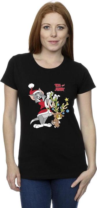 Actual product image Tom & Jerry Womens/Ladies Christmas Reindeer Cotton T-Shirt (L)