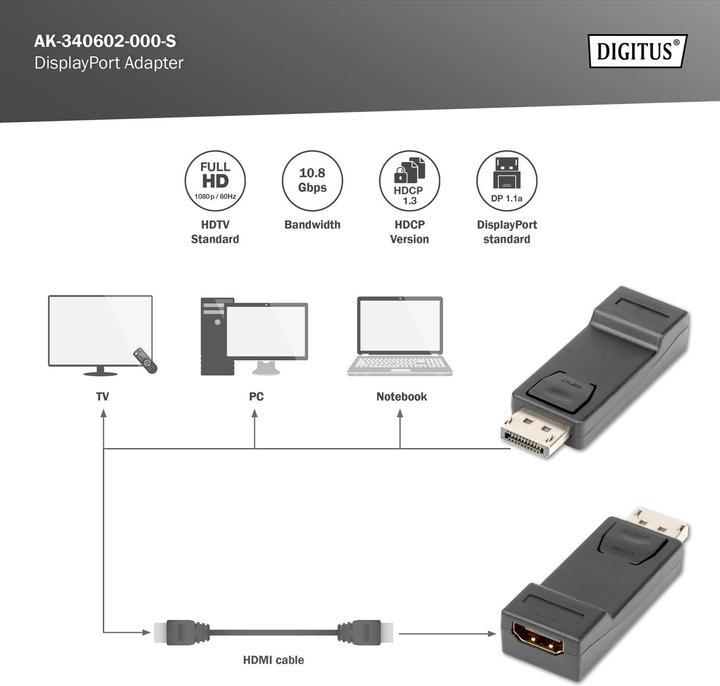 Produktbild Digitus AK-340602-000-S (HDMI, 20 cm)