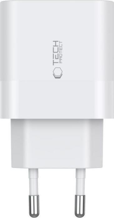 Image du produit Tech-Protect C20W 2x USB-C PD Chargeur réseau 20W avec câble USB-C / USB-C - blanc (20 W)