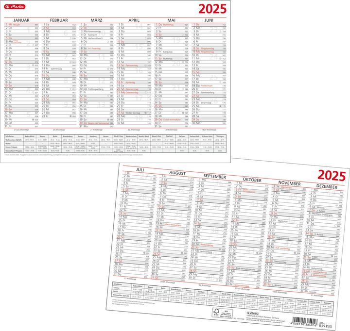 Actual product image Herlitz Blackboard calendar A4 FSC Mix incl. school holidays red/black (A4, German)