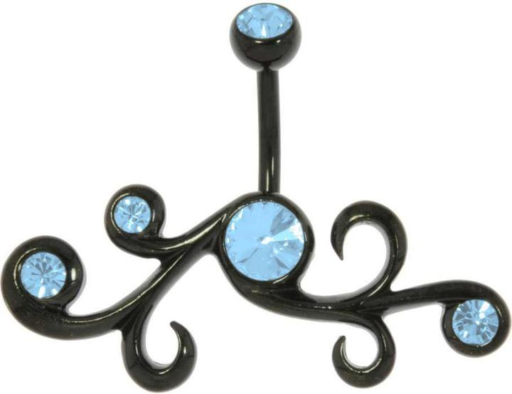 Bijouteria Bauchpiercing (PVD Beschichtung (schwarz), Chirurgenstahl 316L, Kristall)