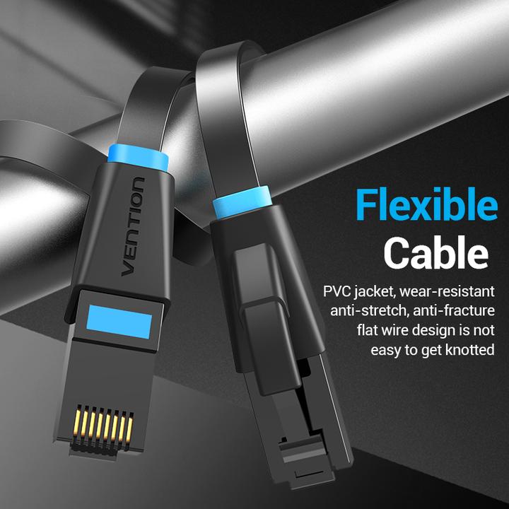 Actual product image Vention Flat network cable cat.6 UTP IBJBK 8m Black (U/UTP, CAT6, 8 m)