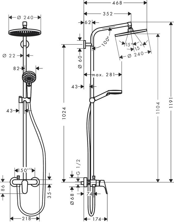 Produktbild hansgrohe Showerpipe CROMETTA S 240 1JET