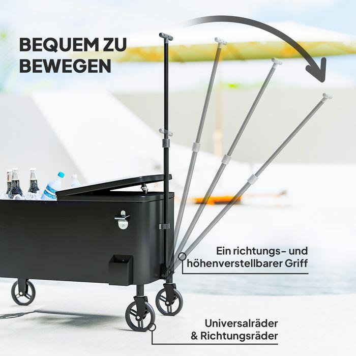 Immagine prodotto Swisshandel24 76L Kühlwagen Servierwagen mit Rädern Flaschenöffner Deckel Griffe Kühlbox (76 l)