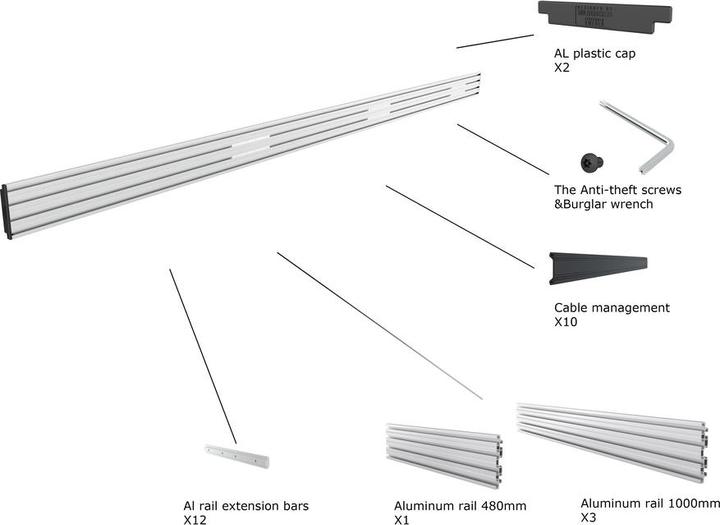 Produktbild Multibrackets Aluminium Profil zu Pro System, silber