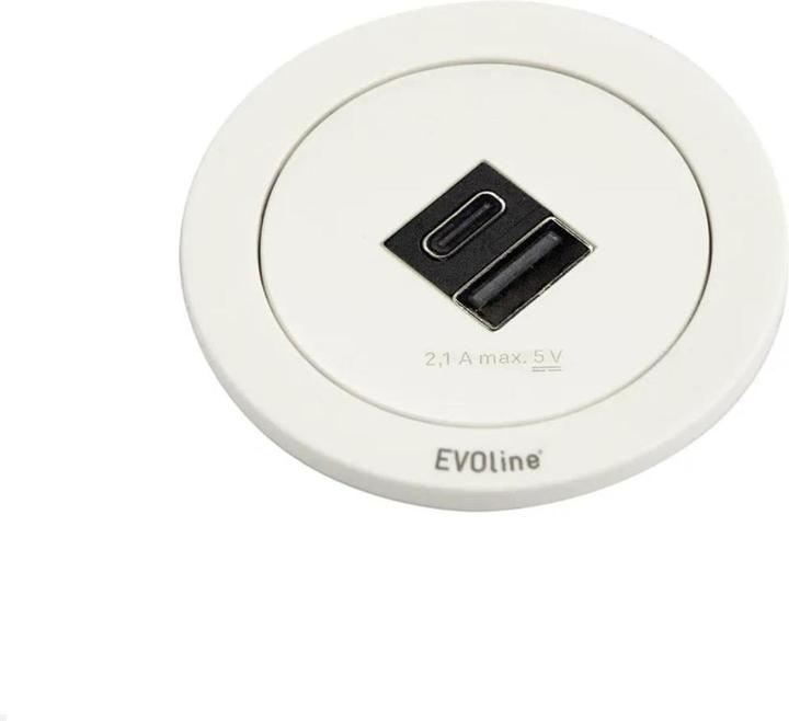 Produktbild Evoline One Einbausteckdose mit USB-Charger A/C, weiss