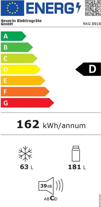 Energy Label Severin RKG8918 (244 l)