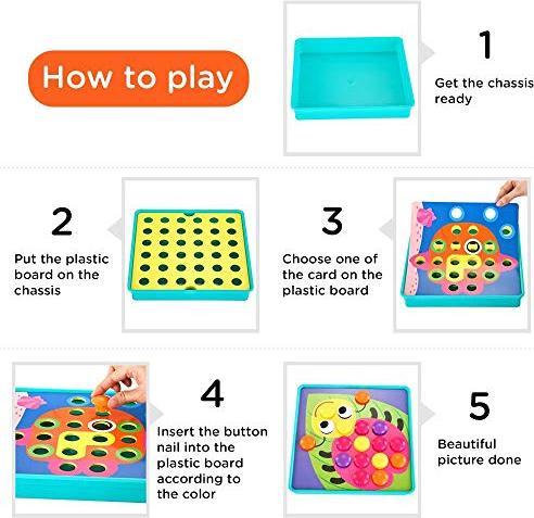 Produktbild Activity Board Mosaik Steckspiel für Kinder Lernspielzeug Steckmosaik mit 18 Bunten Steckplätte und 50 Steckperlen