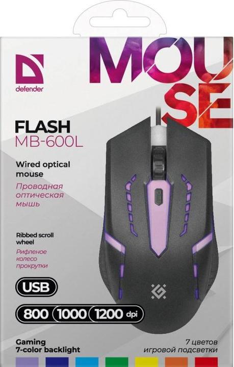 Actual product image Defender MAUS FLASH MB-600L OPTIC LED 1200dpi 4P (Cable)