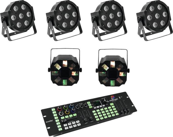 Actual product image Eurolite Set 4x LED SLS-7 HCL Floor + 2x LED FE-700 + DMX LED Color Chief Controller