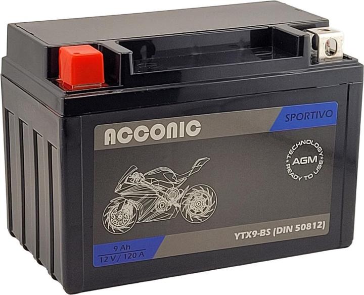 Produktbild Acconic Sportivo AGM YTX9-BS Motorradbatterie 9Ah 12V (DIN 50812) (12 V, 9 Ah)