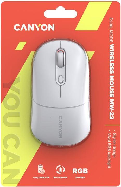 Produktbild Canyon MW-22, 2in1 wireless optical mouse Bluetooth / Wireless USB, 800/1200/1600 DPI, 4 print (Kabellos)