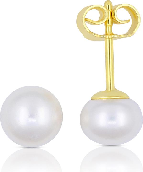Muau Stud earrings yellow gold 750 freshwater pearl 6.5-7mm (750/18K Gelbgold)
