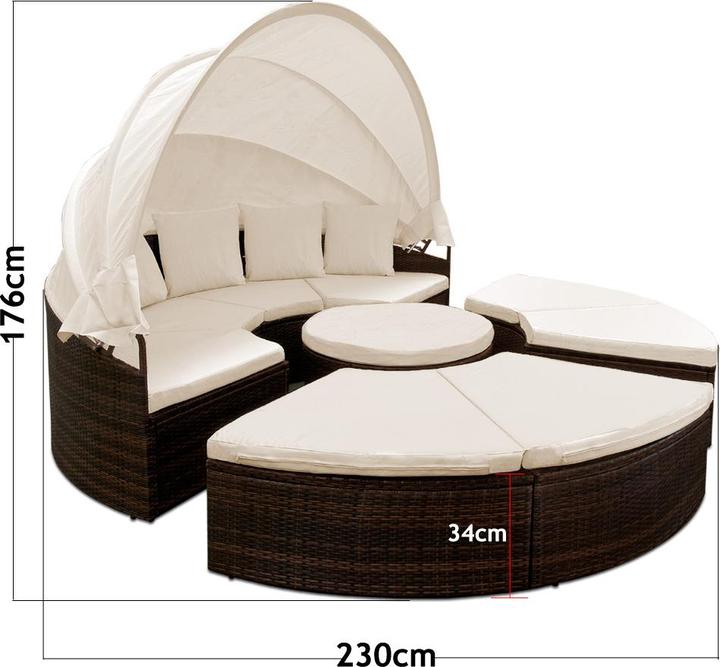 Image du produit Casaria Canapé Sun island en poly rotin (230 cm)