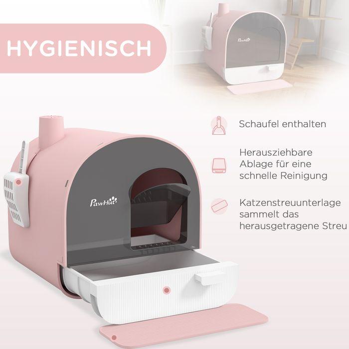 Image du produit Swisshandel24 Katzentoilette mit Haube, für Katzen bis 5 kg, Rosa (Bac à litière fermé)