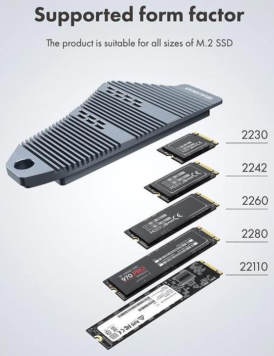 Image du produit Graugear Dissipateur thermique SSD M.2NVMe 2230,2242,2260,2280 pour PS5