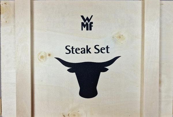 Produktbild WMF Steakbesteck Set Steakmesser 6 Personen 12tlg Spezialklingenstahl Eichenholz Holzkiste (12 Stück, Besteck Set)
