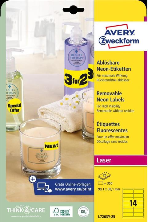Produktbild Avery Etiketten in Sonderfarben