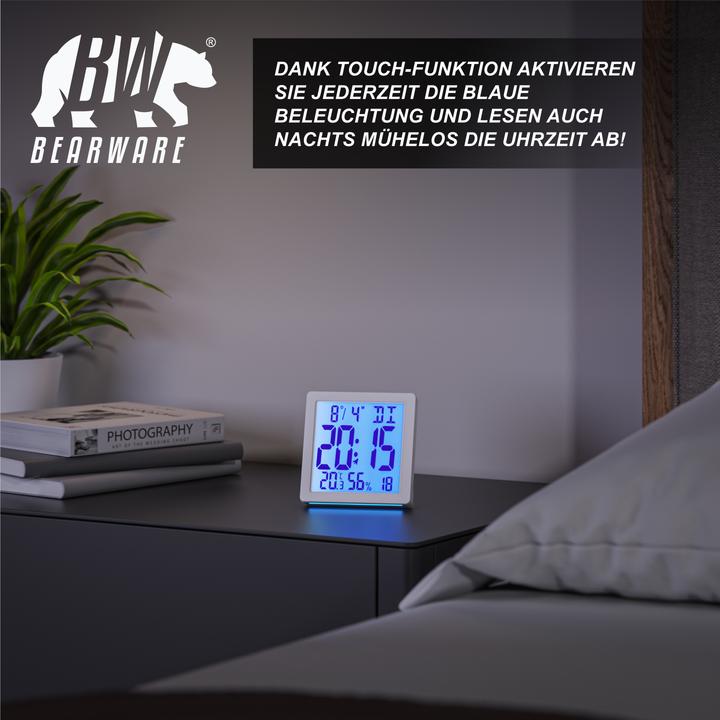 Immagine prodotto Bearware Wecker digital für zuhause & unterwegs, Licht, Temperatur Luftfeuchtigkeit, Datum, Schlummerfunktion