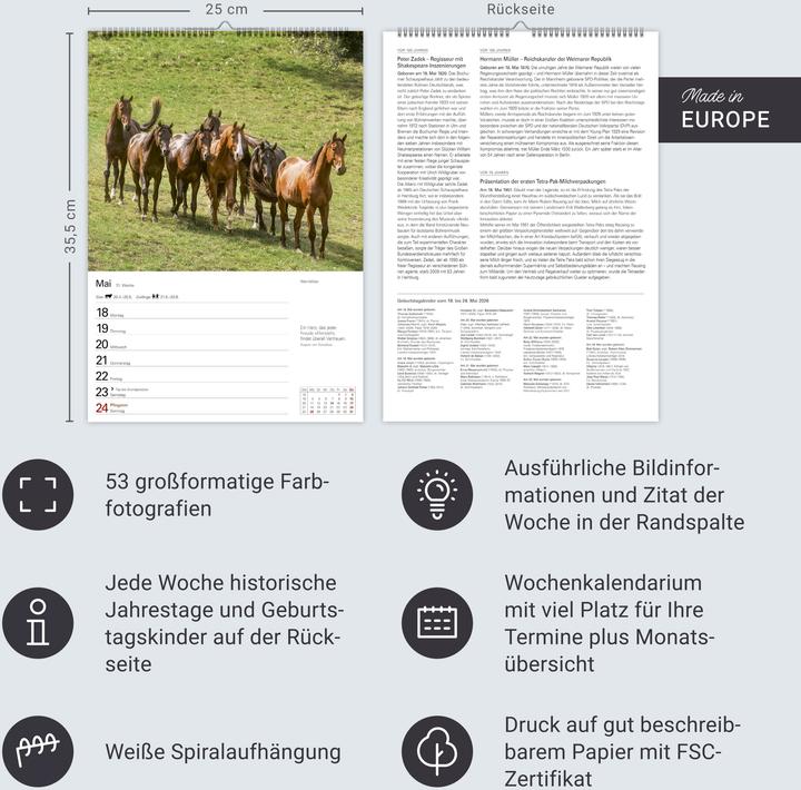 Produktbild Harenberg Pferde Wochenplaner 2026 - 53 faszinierende Fotografien (Deutsch)
