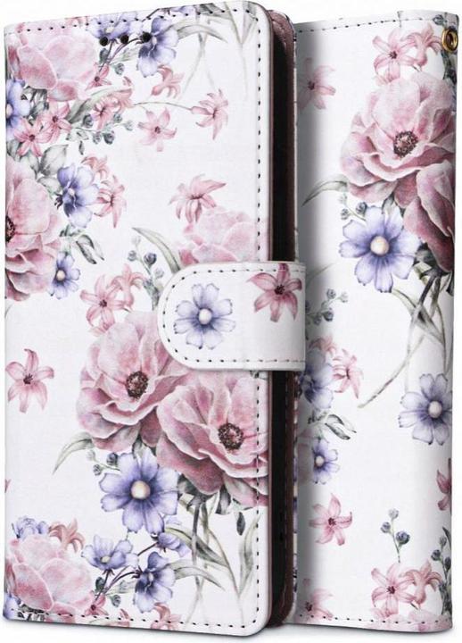 Tech-Protect Kaardivahega mobiiliümbris Redmi 12 Wallet Blossom, valge lill (Xiaomi Redmi 12)