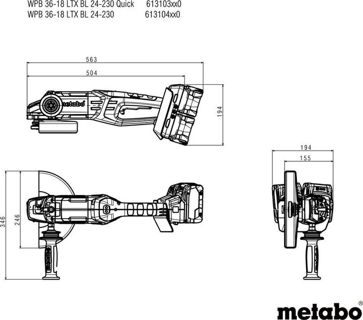 Image du produit Metabo WPB 36-18 LTX BL 24-230 Quick (230 mm)