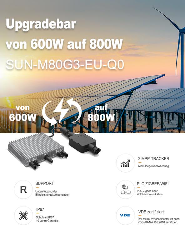 Productafbeelding Deye MI-800W micro-omvormer + kabelbundel