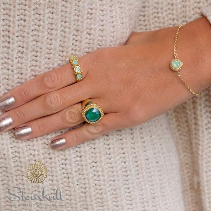 Immagine prodotto Steinkult Bracciale "Sheila (20 cm, Ottone, Pietra di cristallo, Argento 925, placcato argento)