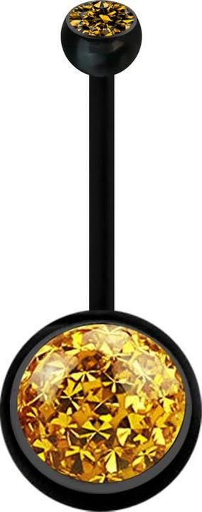 Produktbild Star Piercing Banane schwarz mit Kugel Kristall topaz und Kugel Kristall topaz Epoxy Schutzschicht (ohne Messing, Bioflex)
