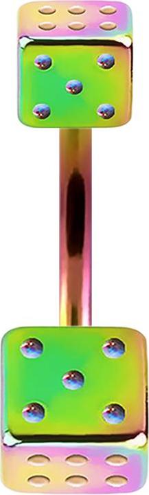 Produktbild Star Piercing Banane farbig mit zwei Würfel (Chirurgenstahl 316L)