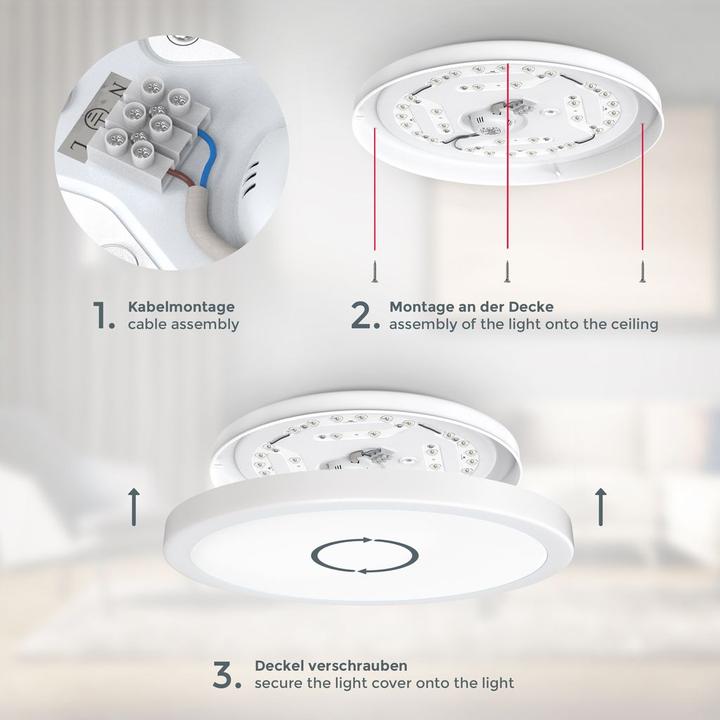 Immagine prodotto B.K.Licht Plafoniera LED, bianca, 1xLED/24W (3000 lm)