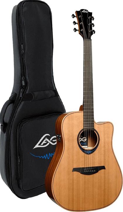 Actual product image Lâg Guitars TBW2DCE BlueWave 2 Tramontane Dreadnough CE (Western guitar, Brown Brankowood, Laminated Santos Rosewood, Solid Red-Cedar)