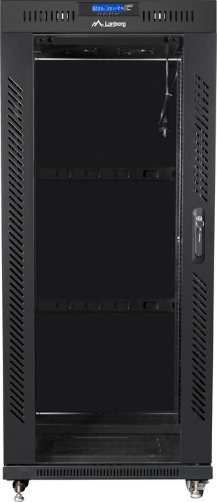 Produktbild Lanberg free standing rack 19inch cabinet 27U glass door LCD flat pack black Freestanding rack (27 HE, 19 Zoll Rack)